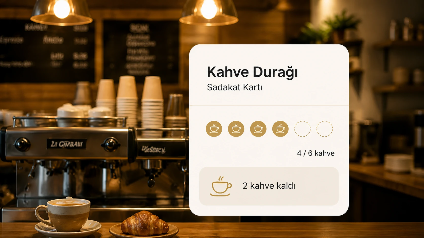 Kafe için özel sadakat kartı sayfası örneği