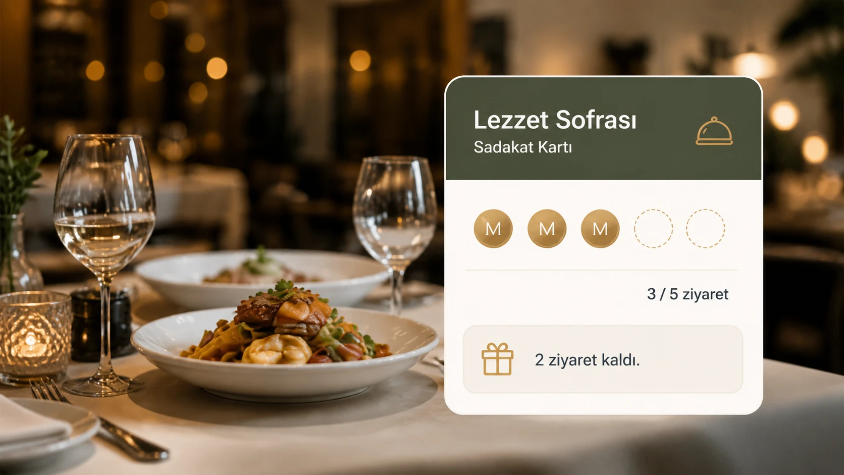 Restoran için özel sadakat kartı sayfası örneği