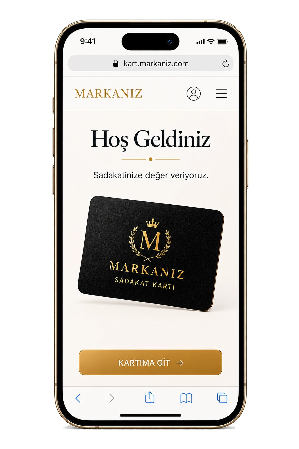 Mobil sadakat kartı görünümü
